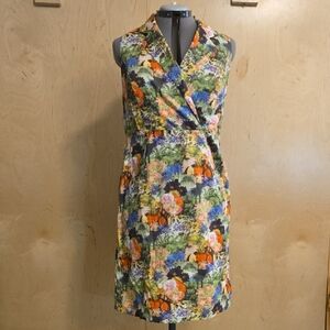 Floral Sleeveless Feux Wrap Dress